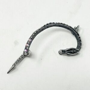 Dragon‎ Goth Punk Ear Cuff Wrap Tail Earring Gunmetal Rhinestone Dragon Serpent